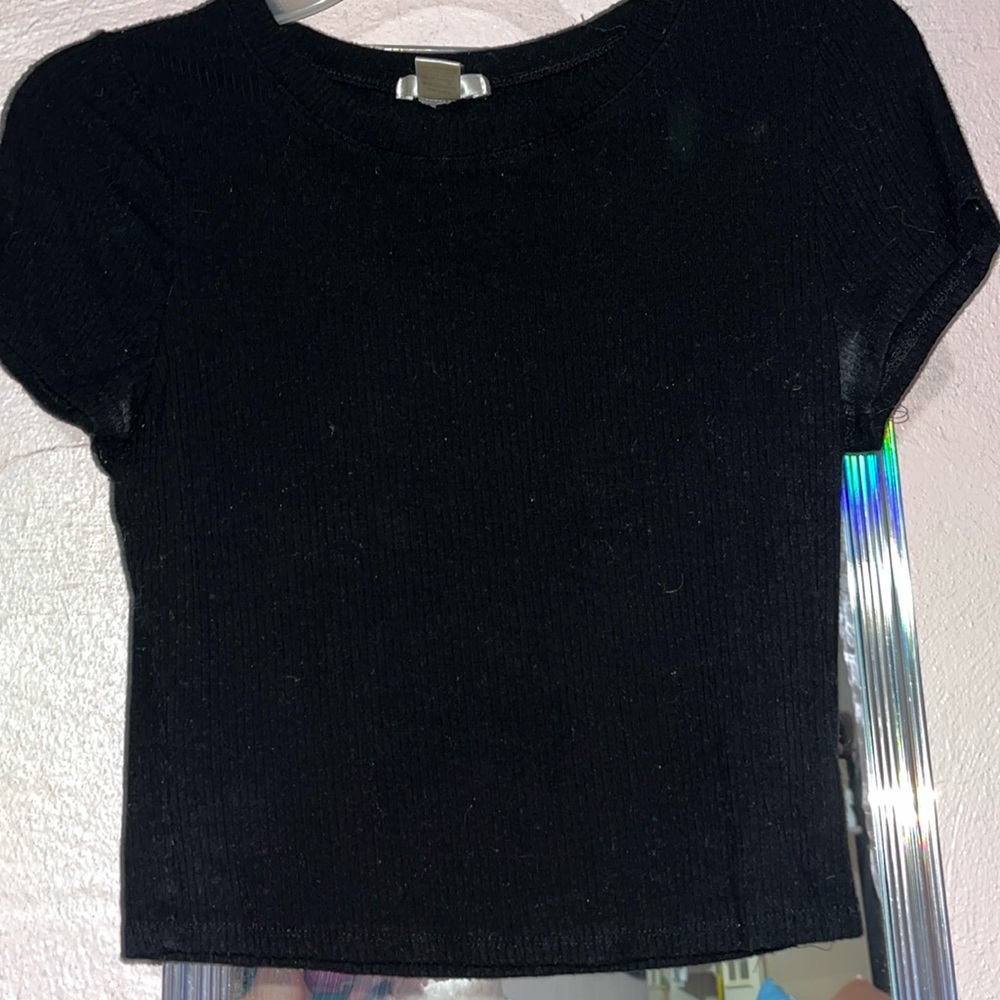 Bozzolo Crop Top Black Short Sleeve
